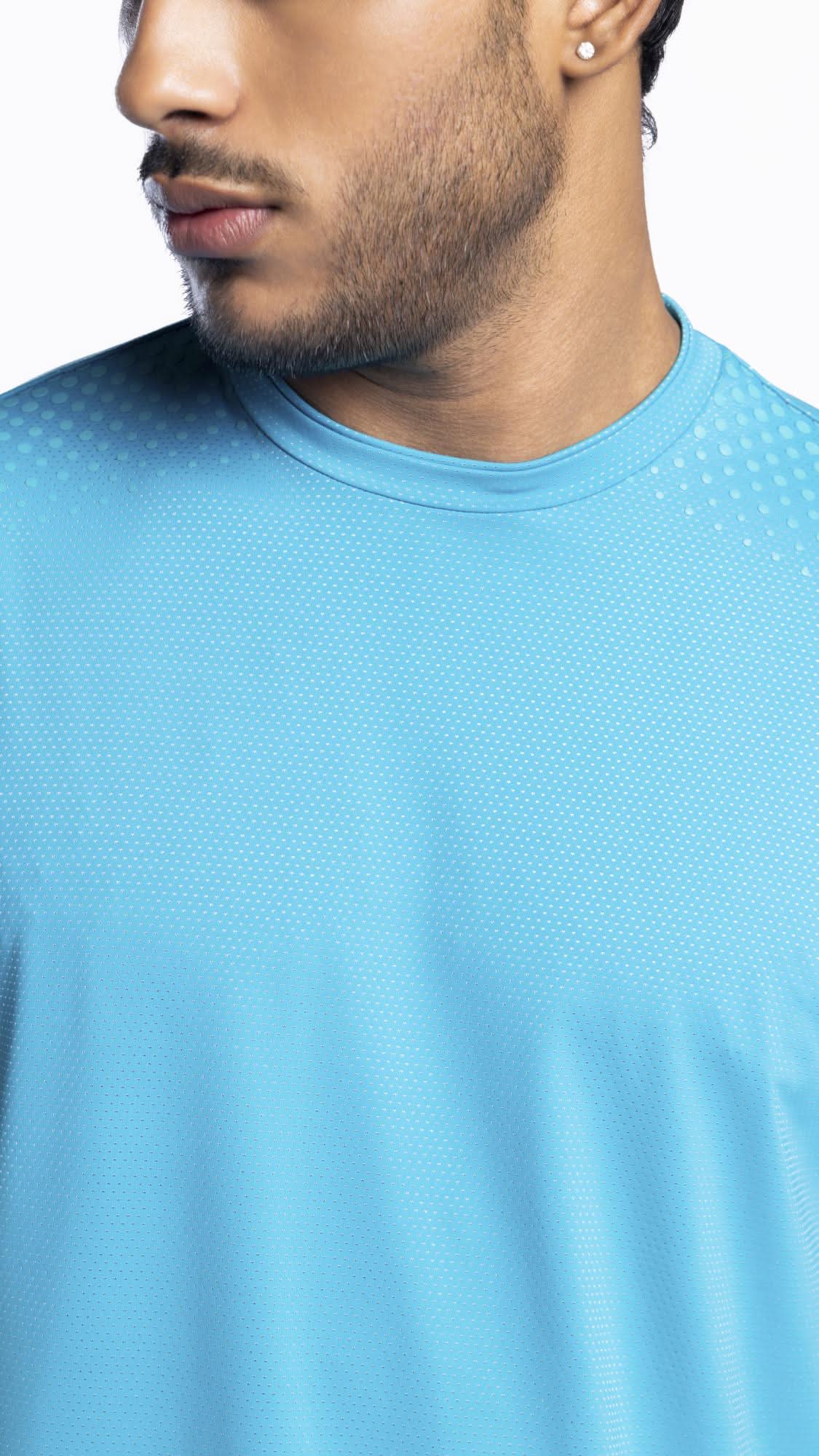 Xalt Life Aerodynamic Pulse Point Mesh Tee Electric Teal CREW NECK