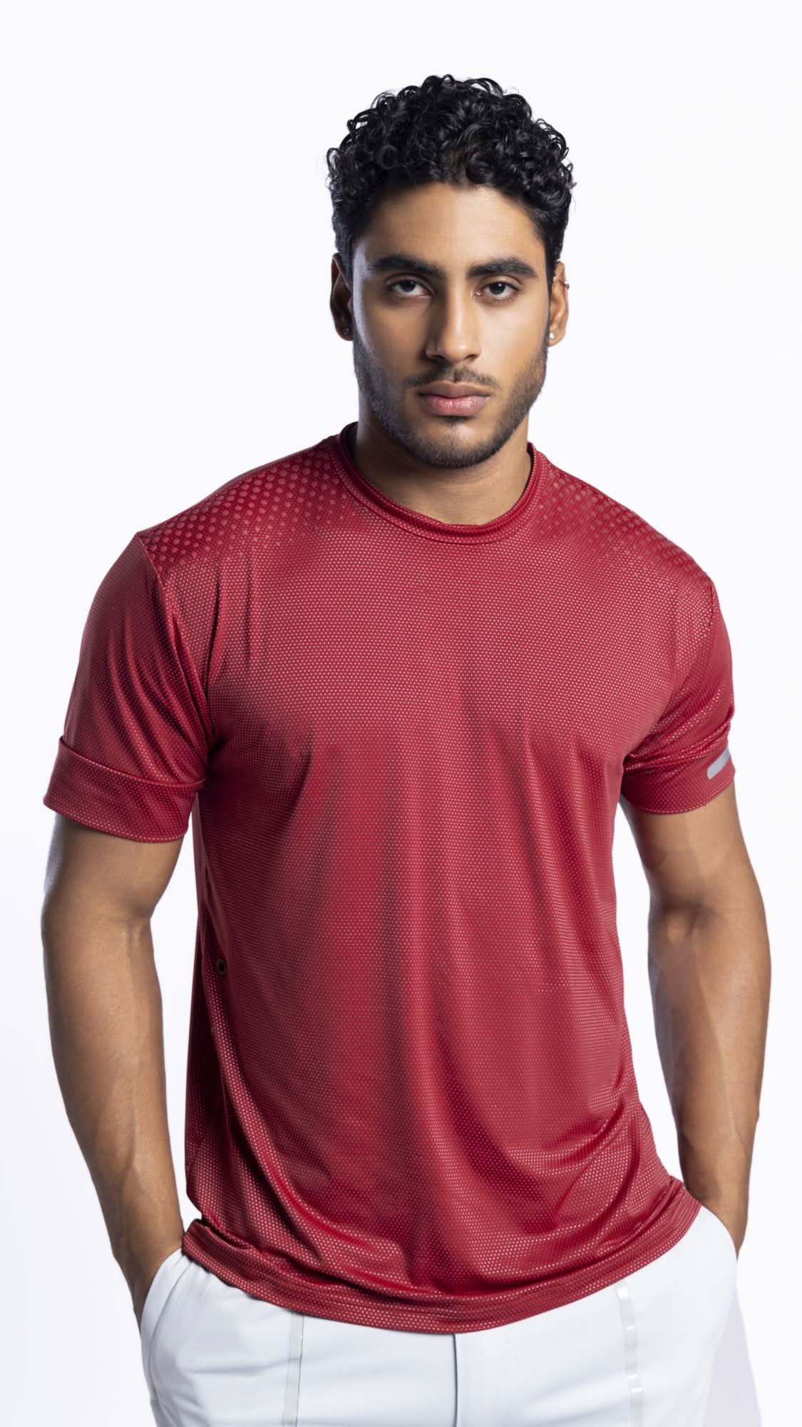 Xalt Life Aerodynamic Pulse Point Mesh Tee Maroon CREW NECK