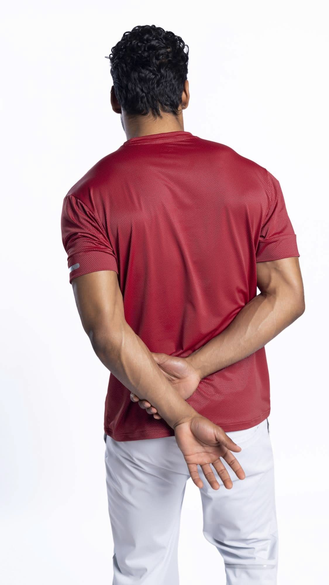 Xalt Life Aerodynamic Pulse Point Mesh Tee Maroon CREW NECK