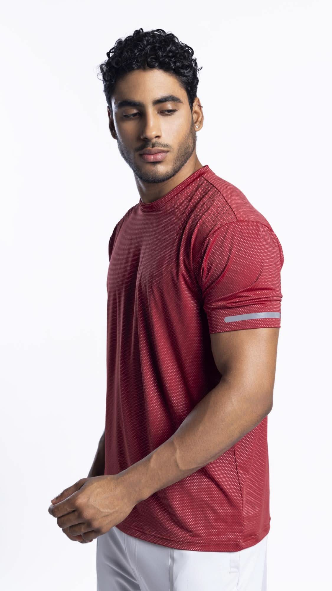Xalt Life Aerodynamic Pulse Point Mesh Tee Maroon CREW NECK
