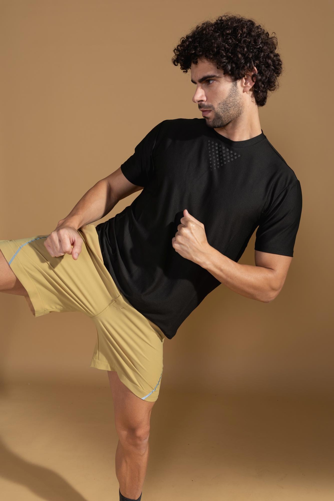 Quad Stretch Athletic Shorts Beige