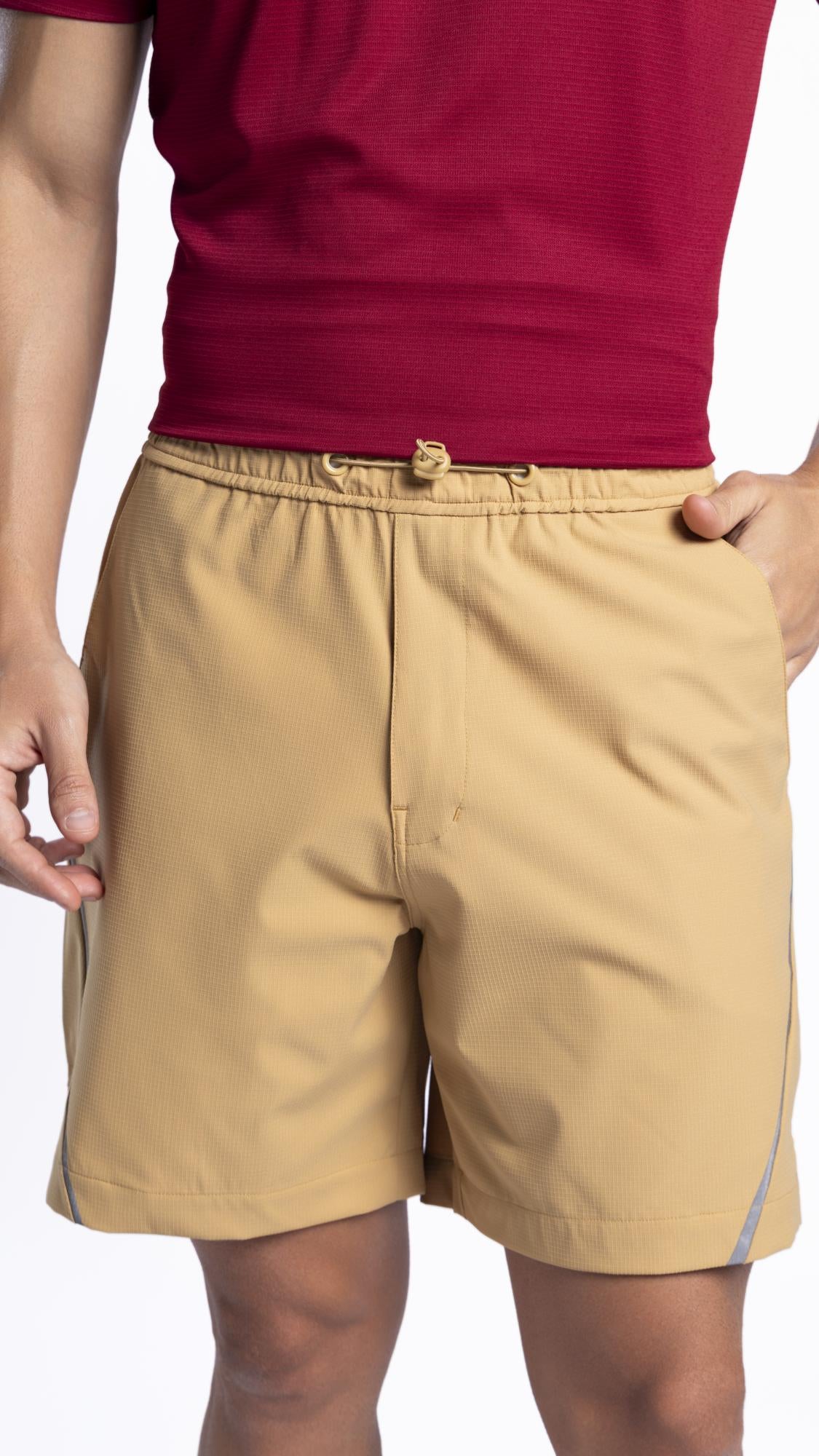 Quad Stretch Athletic Shorts Beige