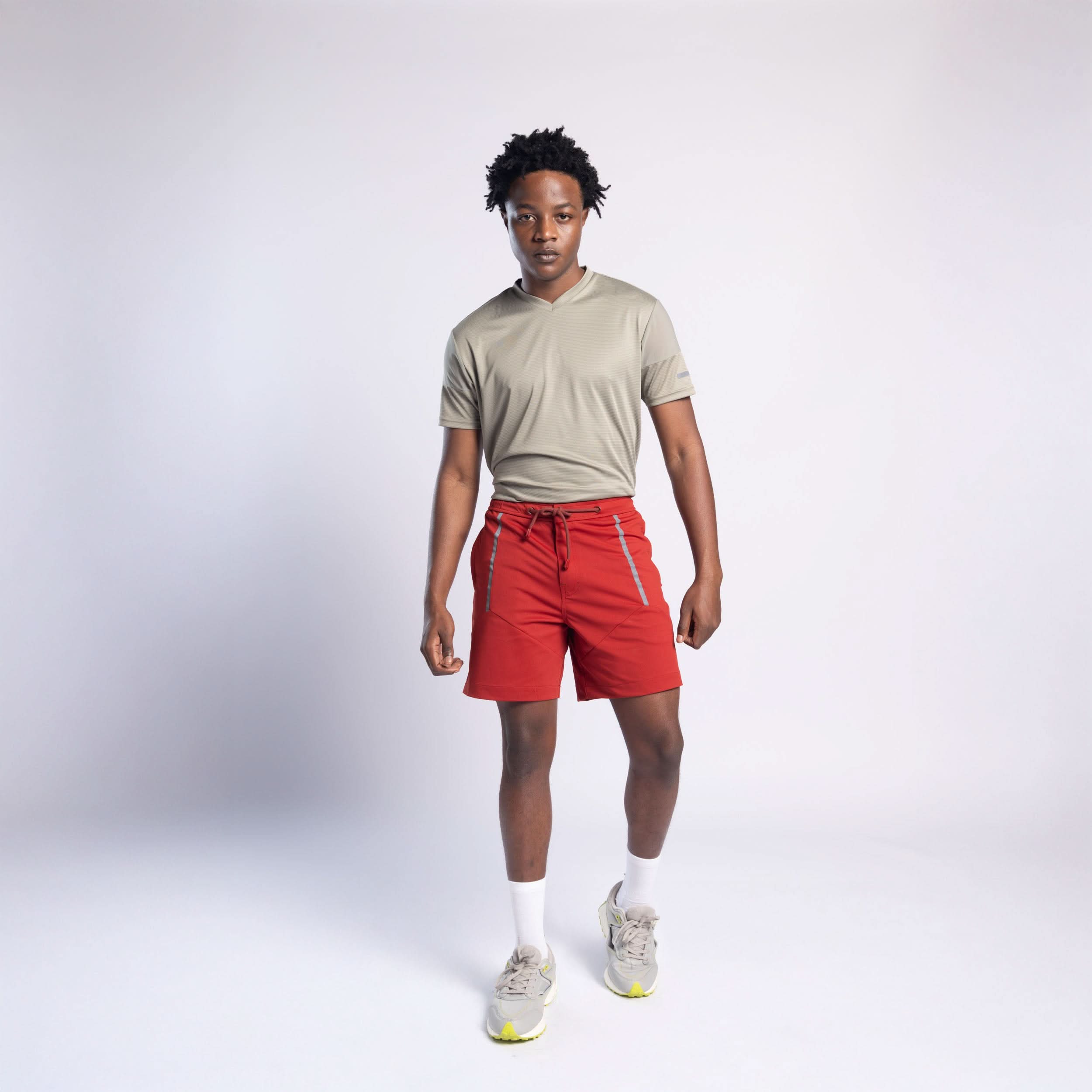 Xalt Life Urban Grid 1 – men’s V neck T-shirt in Grid Weave Tech Knit fabric