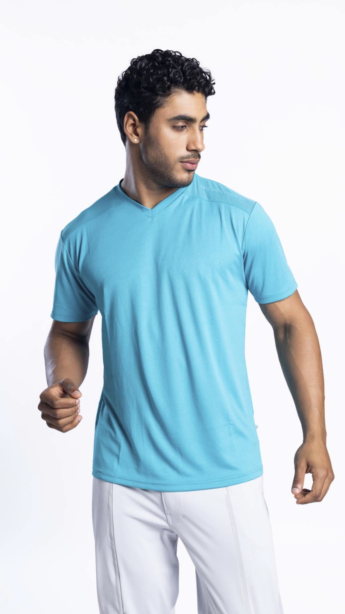 Xalt Life Urban Grid 2 – men’s Grid Weave Tech Knit V neck T-shirt