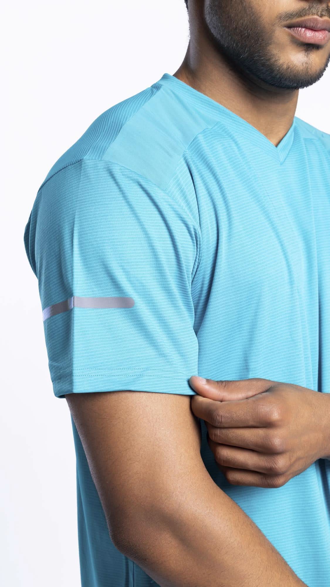 Xalt Life Urban Grid 2 Electric Teal V NECK