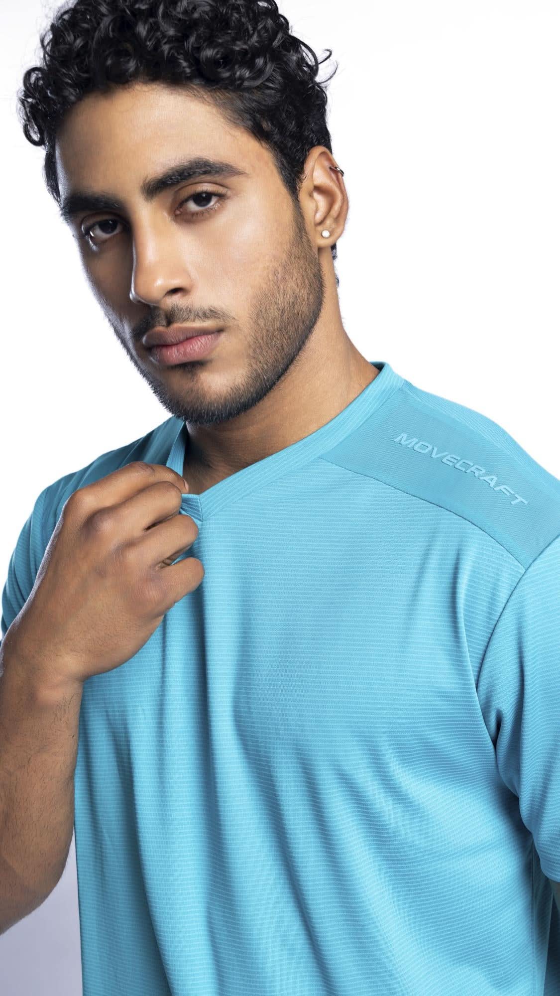 Xalt Life Urban Grid 2 Electric Teal V NECK