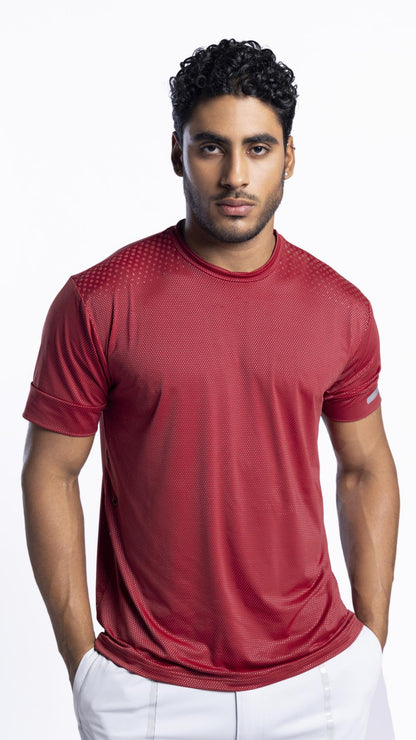 Aerodynamic Pulse Point Mesh Tee Maroon