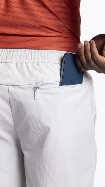 Quad Stretch Athletic Shorts Pearl White