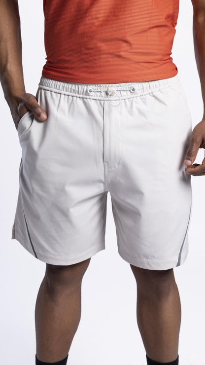 Quad Stretch Athletic Shorts Pearl White