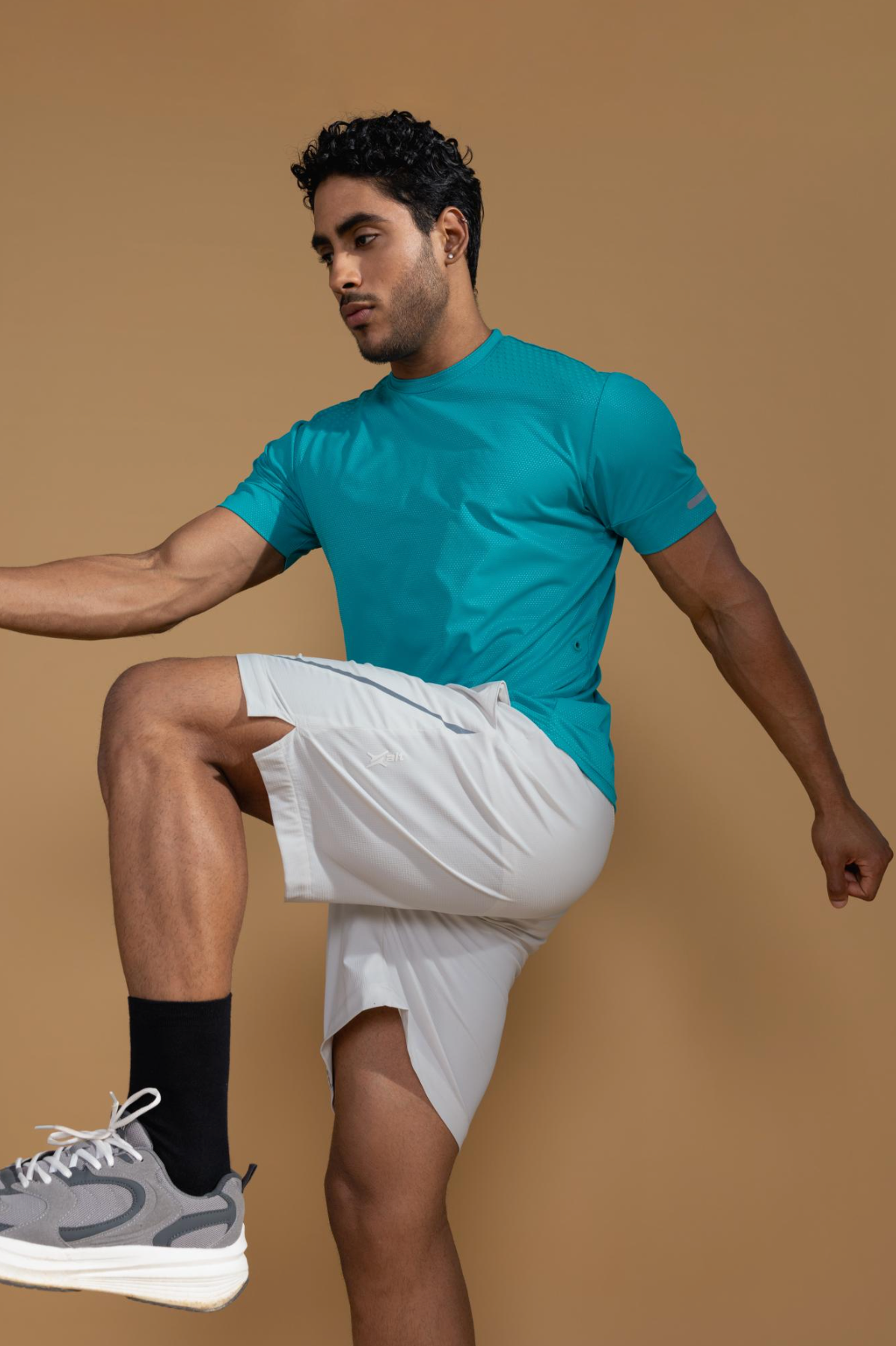 Quad Stretch Athletic Shorts Pearl White