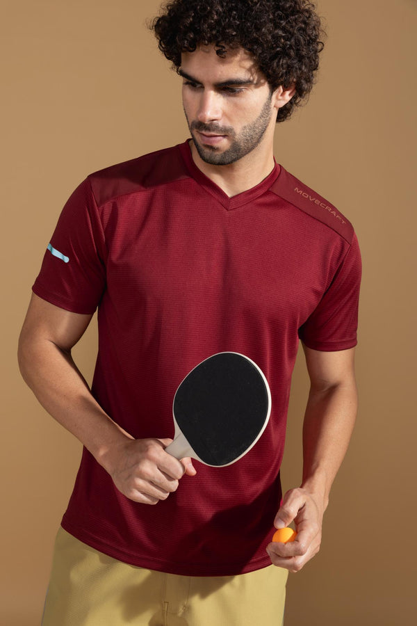 Xalt Life Urban Grid 2 Maroon V NECK